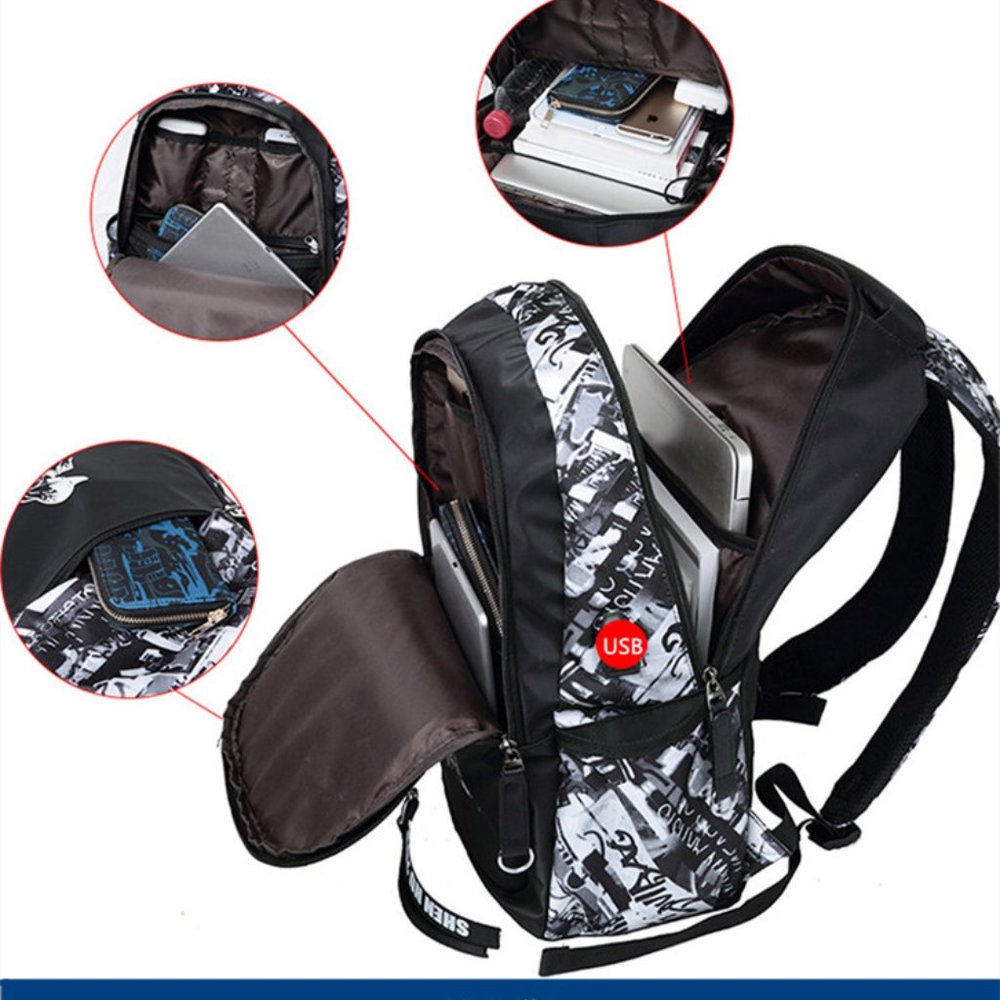 Luminous school bags waterproof large backpack for - Picture 2 of 6